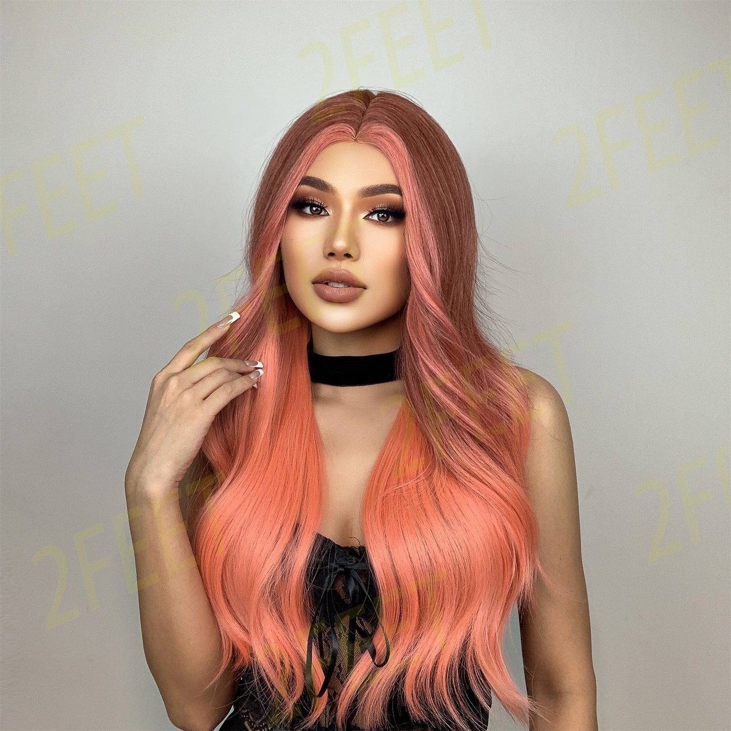 NO.10 2Feet-long curly mix pink hair